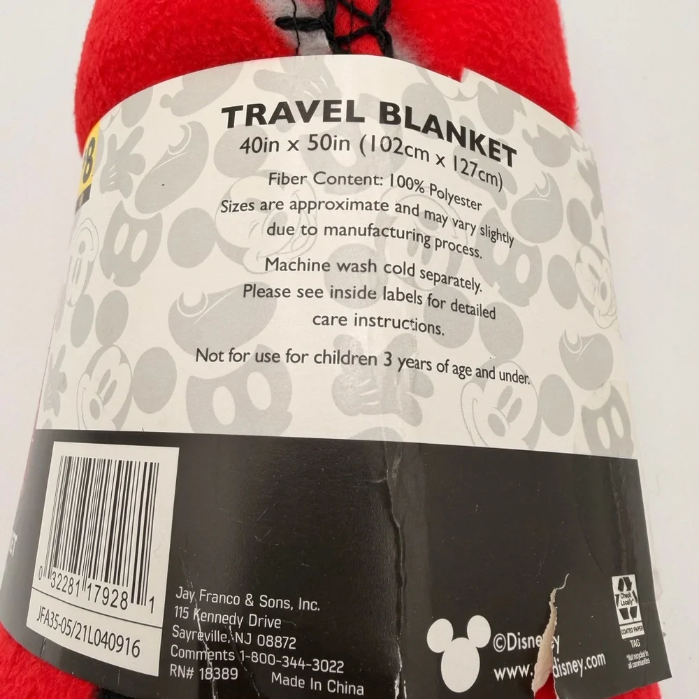 Disney Travel Blanket with Mickey Mouse Pattern